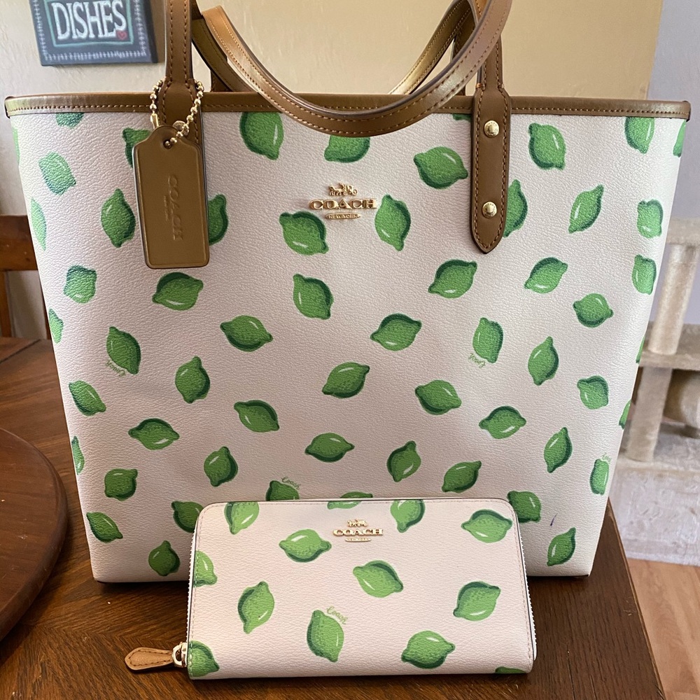 Coach reversible tote with matching wallet